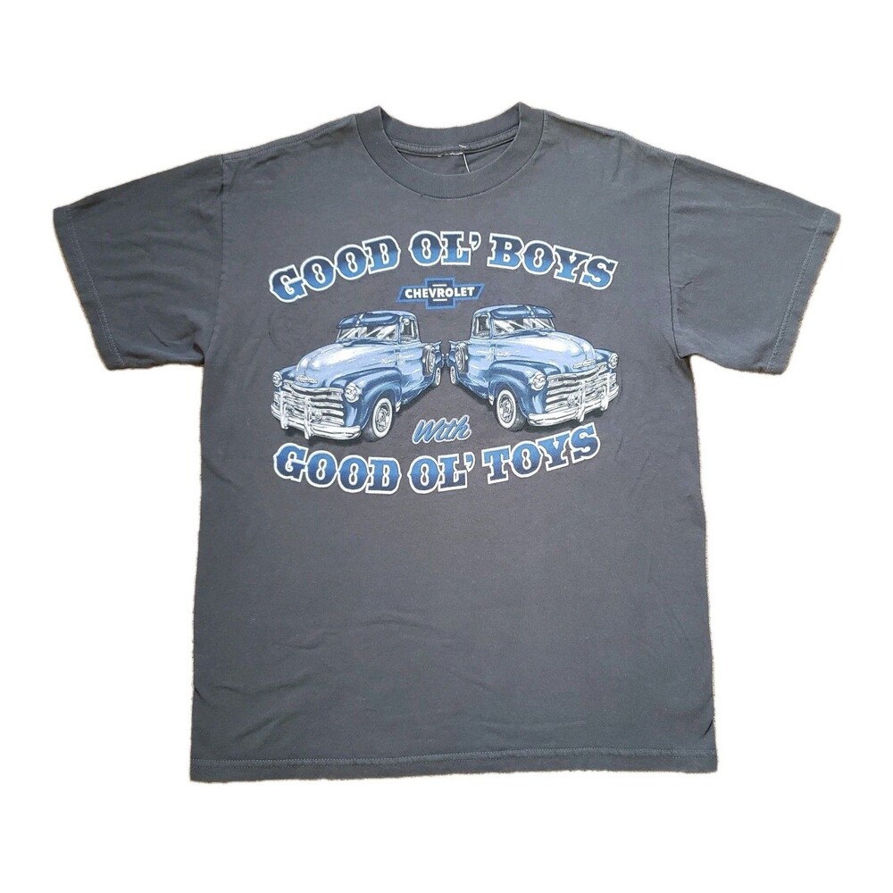 Vintage Y2K Chevrolet Good Ol Boys Size Medium Mens Gray Pickup Truck T-Shirt